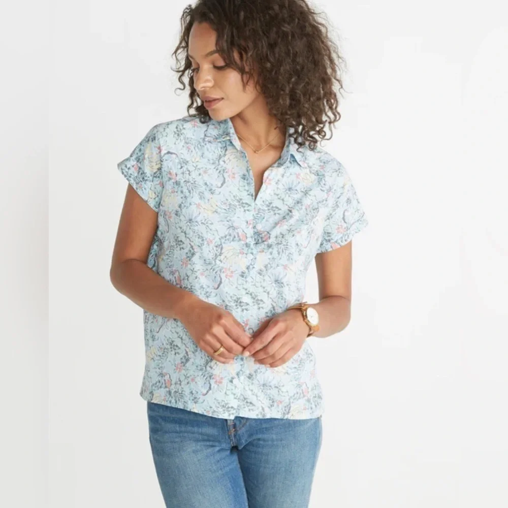 Marine Layer Kalaia Button Down Tukan Print Hawaiian Shirt NEW With Tags Size XS - Picture 2 of 13